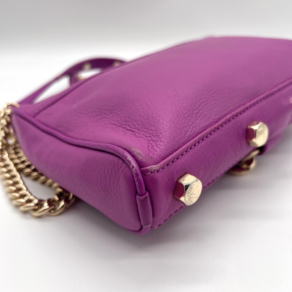 REBECCA MINKOFF Mini MAC Crossbody Bag Womens Purple Leather Chain Strap - Picture 6 of 16